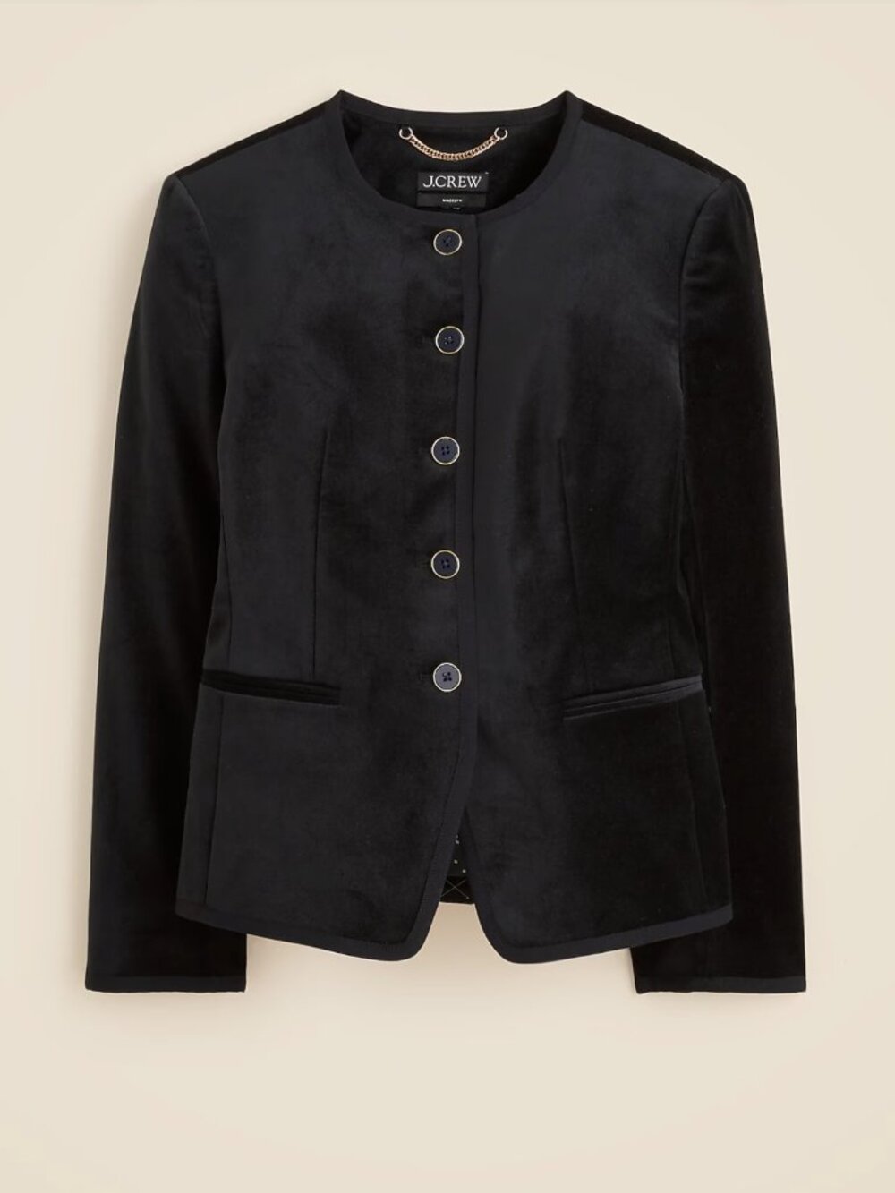 J.Crew Cora Velvet Blazer Black Suede Look Button Front Jacket